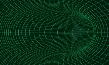 Tel çerçeve Geometrik Koyu yeşil Psikedelik Solucan Deliği Yapısı