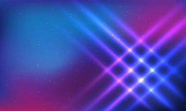 Enerji hatları, karanlıkta parlayan dalgalar, vektör soyut arkaplan. Vektör teknolojisi şablonu