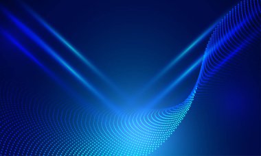 Enerji hatları, karanlıkta parlayan dalgalar, vektör soyut arkaplan. Vektör teknolojisi şablonu