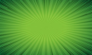 Yarım tonlu noktalı yeşil çizgi roman geçmişi. Vektör illüstrasyonu.