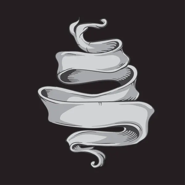 El çizimi kurdeleler siyah arkaplan vektör illüstrasyonunda izole