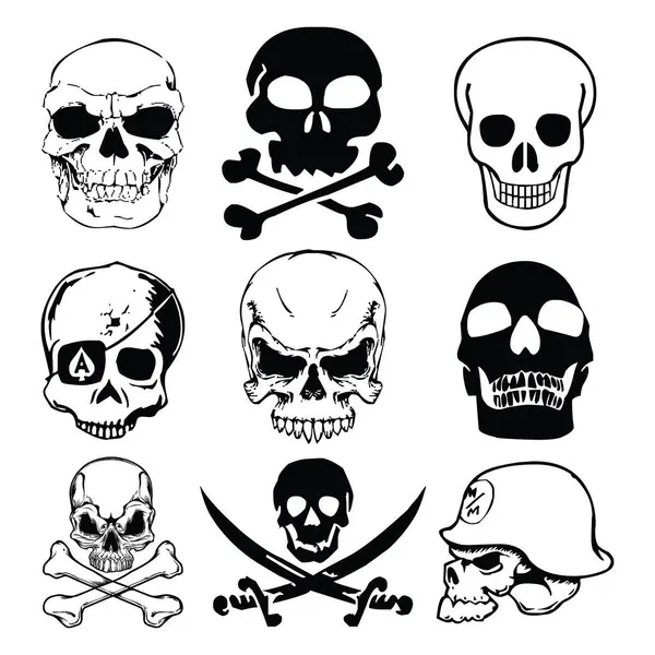 Kafatasları. Beyaz arkaplandaki vektör çizimleri.