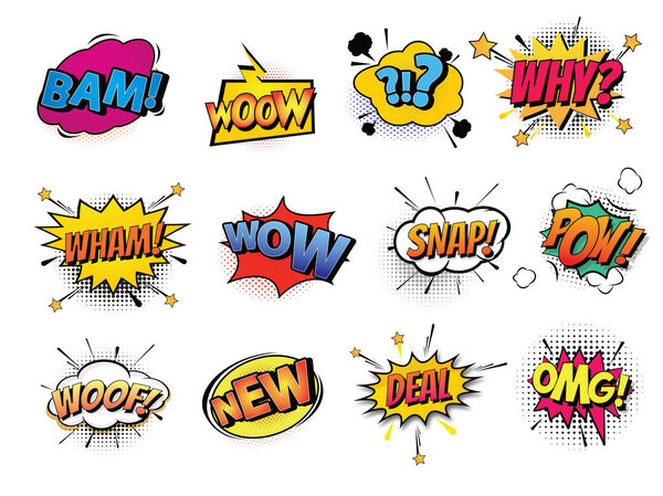 Пузырьки для комиксов. Стиль поп-арта Векторная иллюстрация.