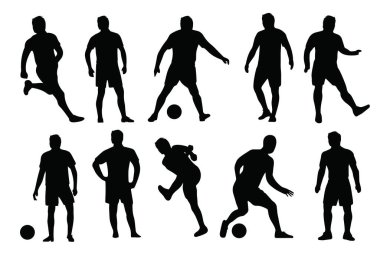 futbol oyuncusu siluet vektör çizimi