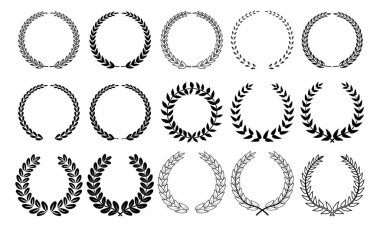 Laurel çelenkleri hazır. Laurel çelenk koleksiyonu. Laurel çelenk vektörü belirlendi