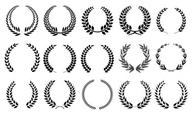 Laurel çelenkleri hazır. Laurel çelenk koleksiyonu. Laurel çelenk vektörü belirlendi