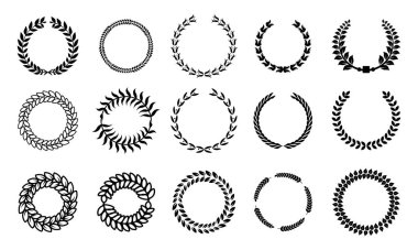 Laurel çelenkleri hazır. Defne çelengi koleksiyonu. Vektör illüstrasyonu