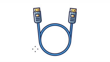 Yuvarlanmış port kablosunun canlandırması.