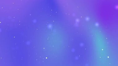 Beyaz noktalı ve bulanık daireli mor ve mavi renkli bir arkaplan. Soyut arka planlar, sunumlar ve grafik tasarım projeleri için uygundur. 4K döngü arkaplan canlandırması.