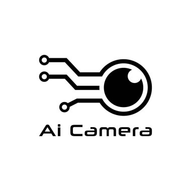 Devre Logosu olan Ai Kamera Logosu Dijital Göz. Dijital Kamera Mercekleri Logosu