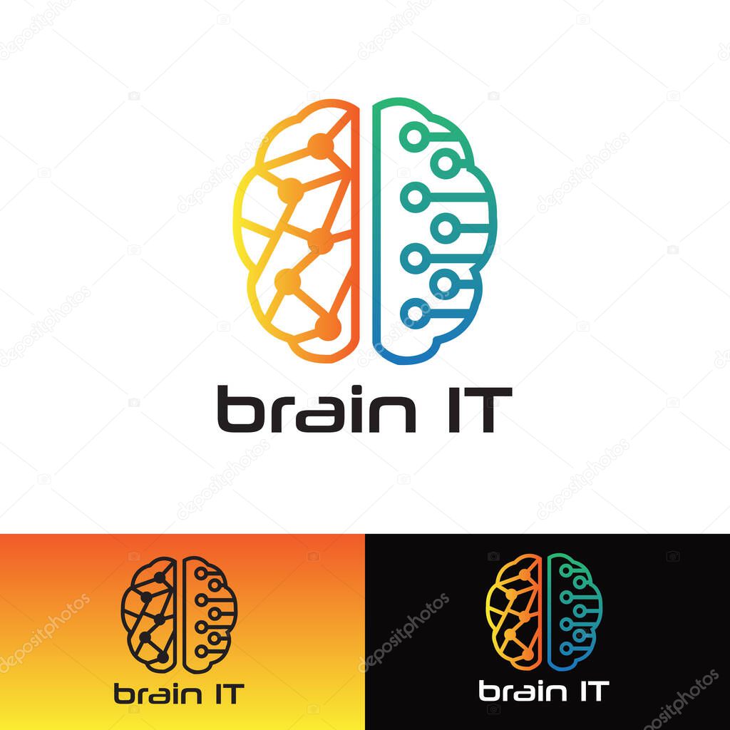Brain IT Logo Design Artificial Intelligence Logo Brain Tech Logo