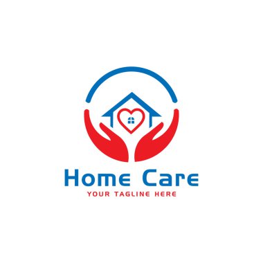 Evde Bakım Logosu Kalp Sembollü Evi Koruyor