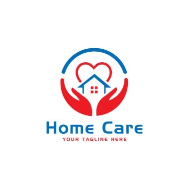 Evde Bakım Logosu Kalp Sembol Logosuyla Evi Koruma Elleri
