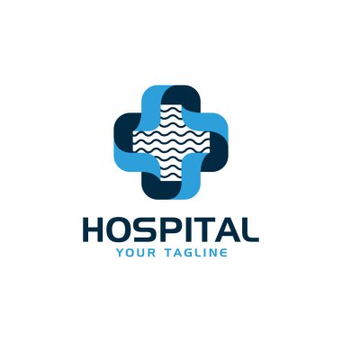 Hastane logosu tıbbi vektör çapraz tasarımı. Sağlık hizmeti logosu simgesi