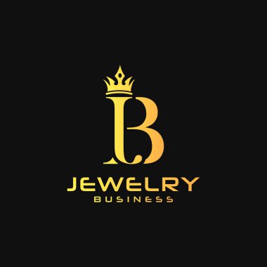 Taçlı Lüks Mücevher Ticareti Logosu Tasarımı. JB Harfleme Logosu
