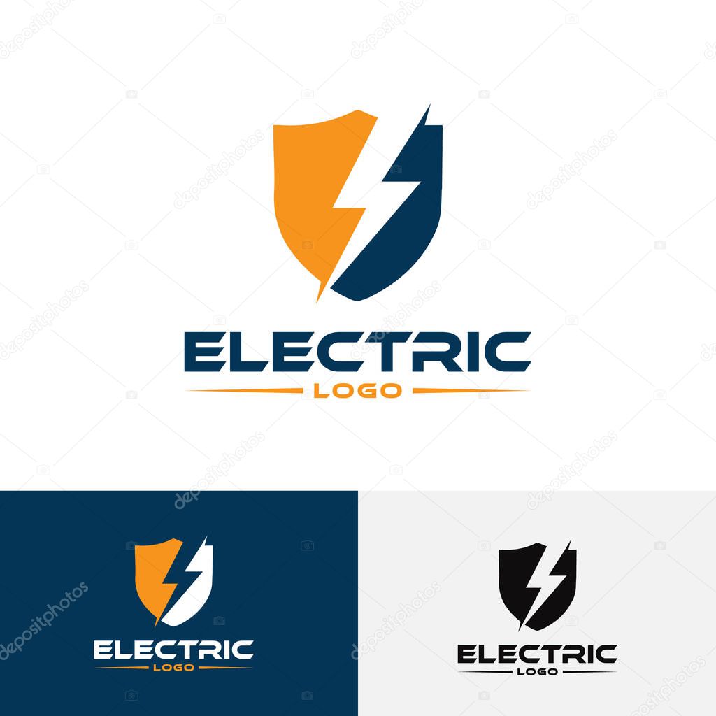 Electric logo with shield and lightning bolt logo