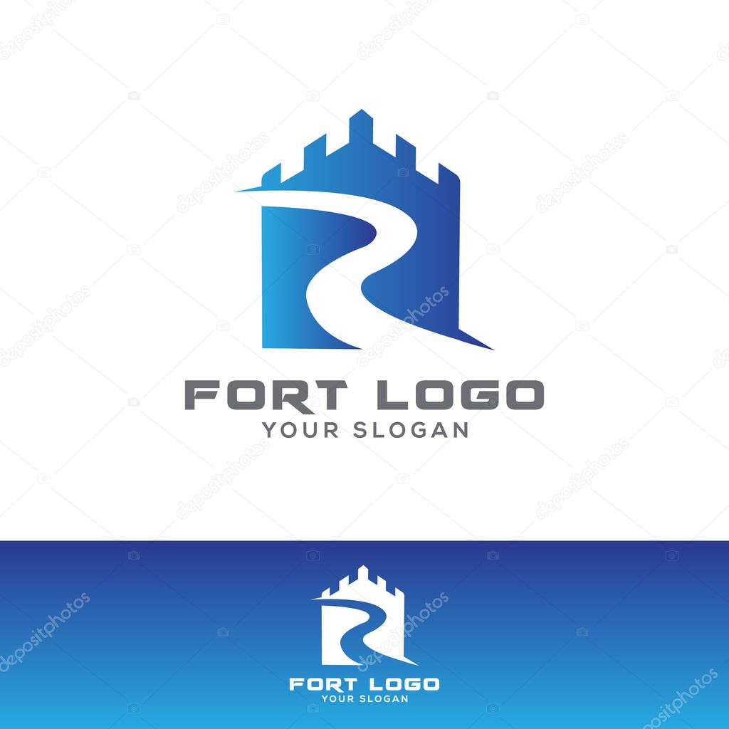 Fort Logo Design. Fort Shield Logo. Fort River Logo