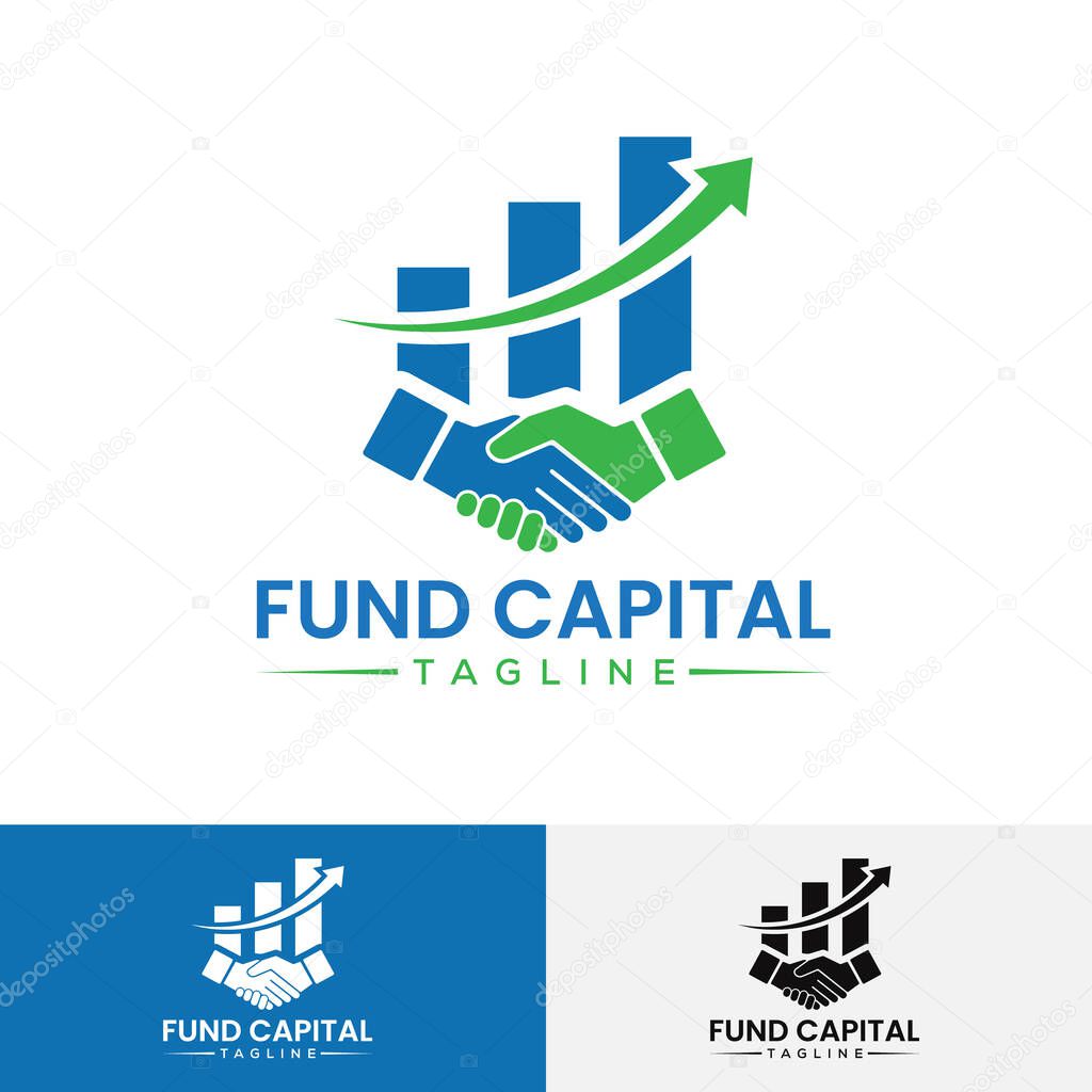 Fund Capital Investment Logo with Growth Logo Handshake Logo Deal Logo