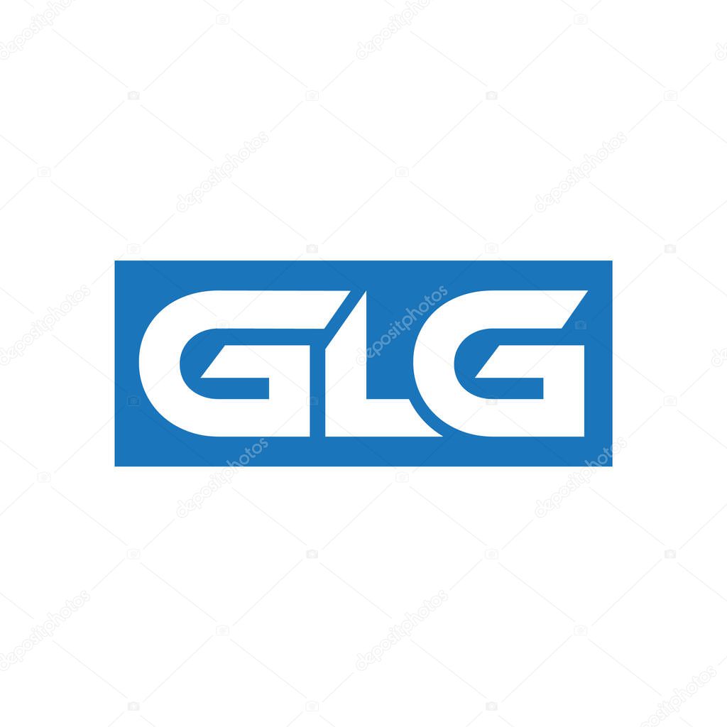 GLG Logo in Blue Rectangle Lettering Logo