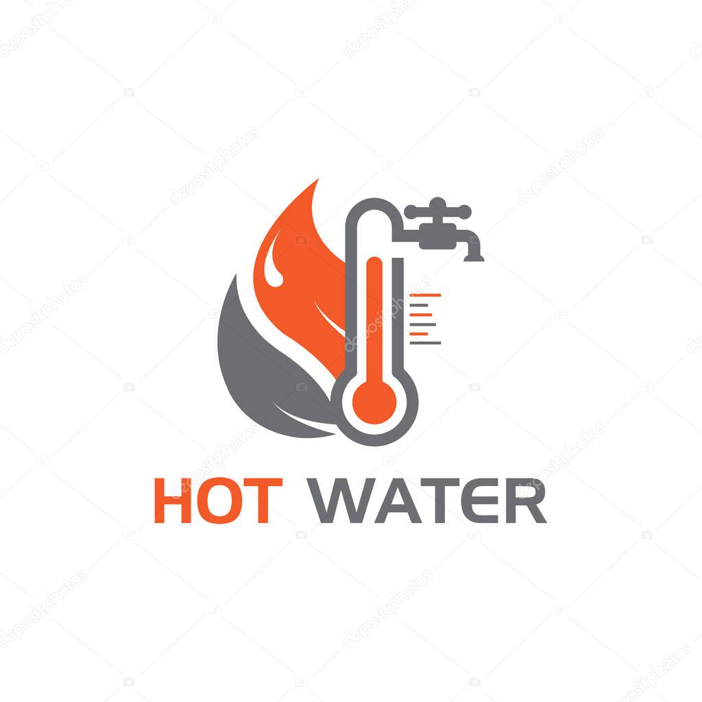 Hot Water Thermometer Logo. Water Heater Logo