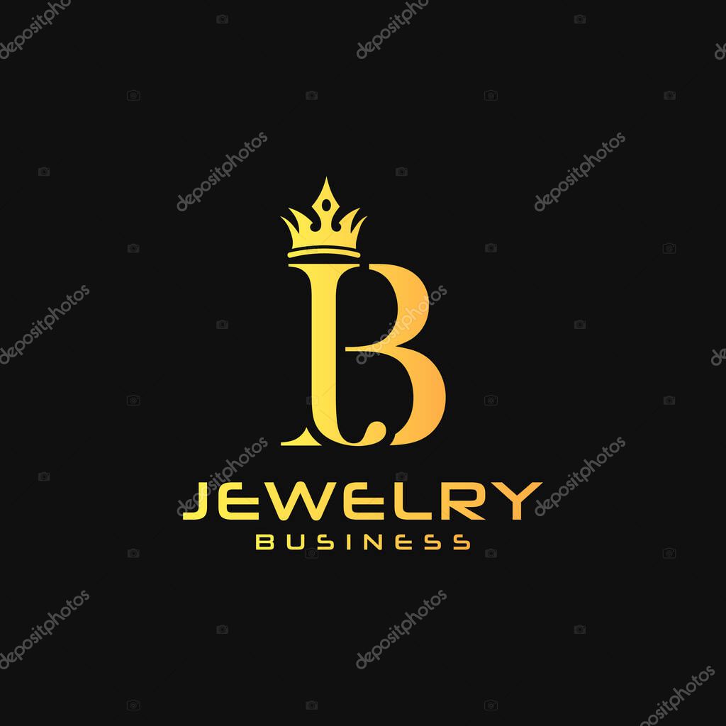 Luxury Jewelry Business Logo Design with Crown. JB Lettering Logo