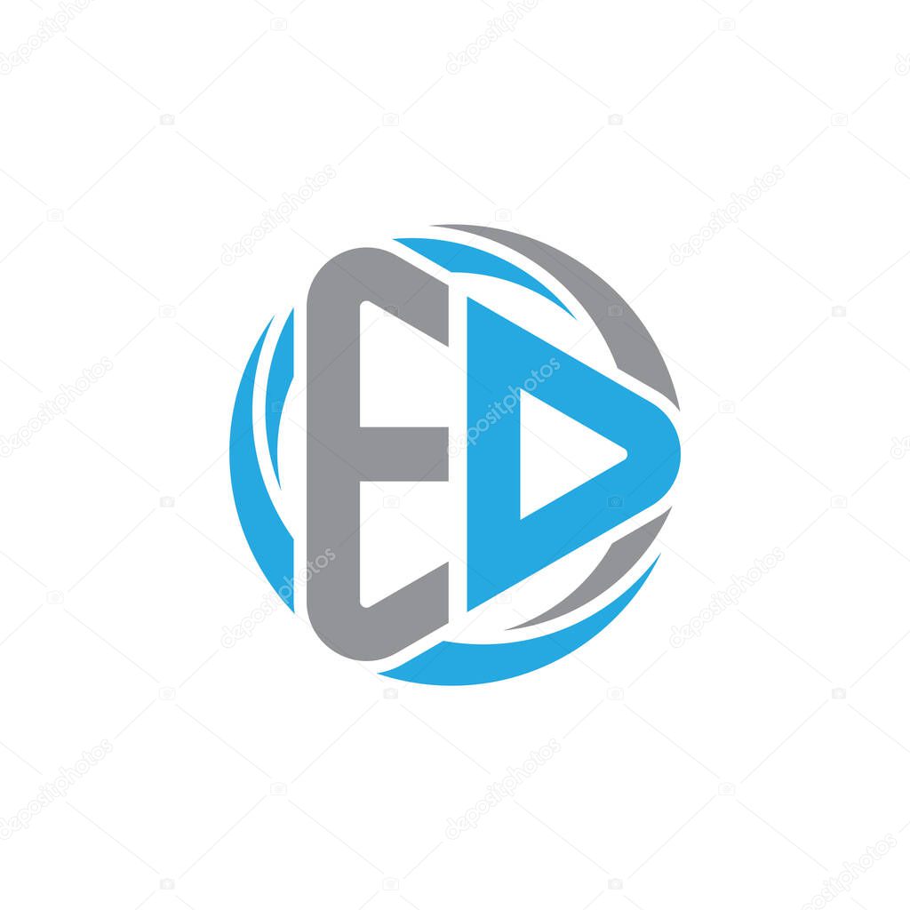 ED Play Button Logo Design. ED Lettermark Logo