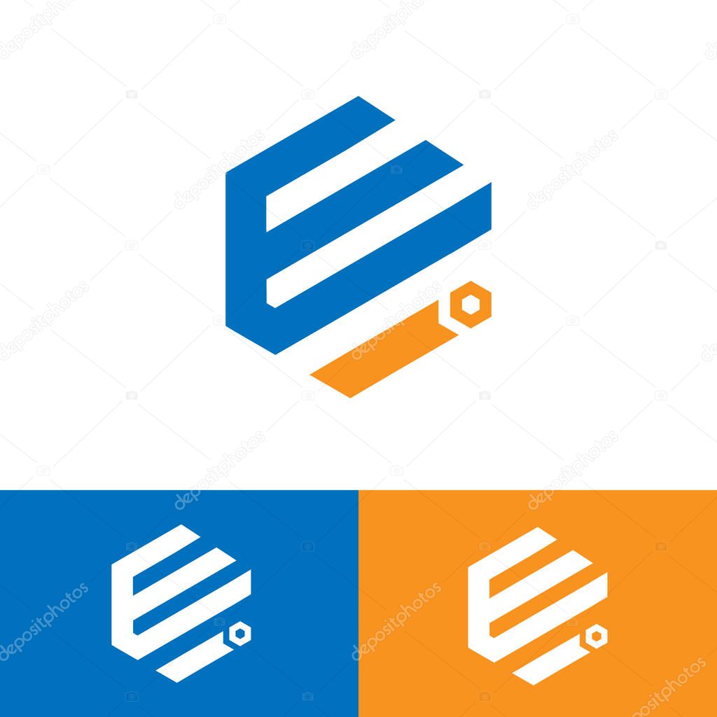 Hexagon E Logo Design