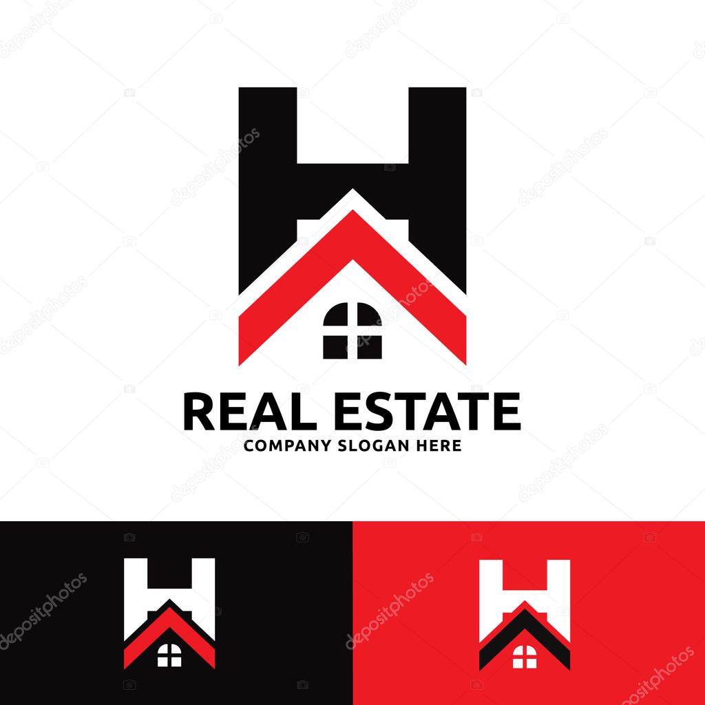 Modern Real Estate Logo Design with Letter H and House Icon