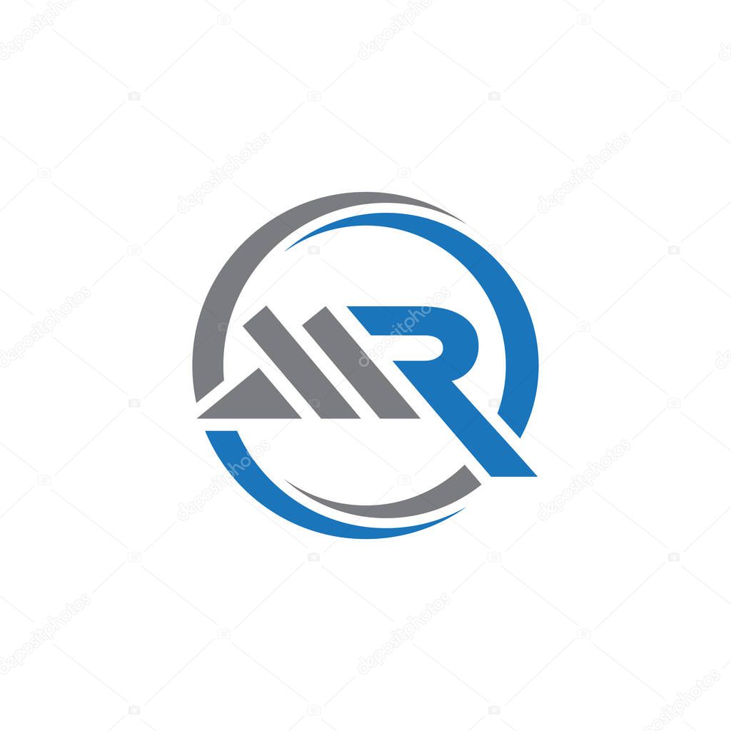 MR initials logo design. MR Lettering Logo
