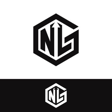 Altıgen Harflerin İçindeki Ok Logosuna sahip NLG Harfi Logosu