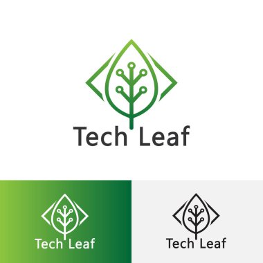 Teknik Yaprak Logosu Modern Teknoloji ve Doğa Logosu Sembolü Tasarımı