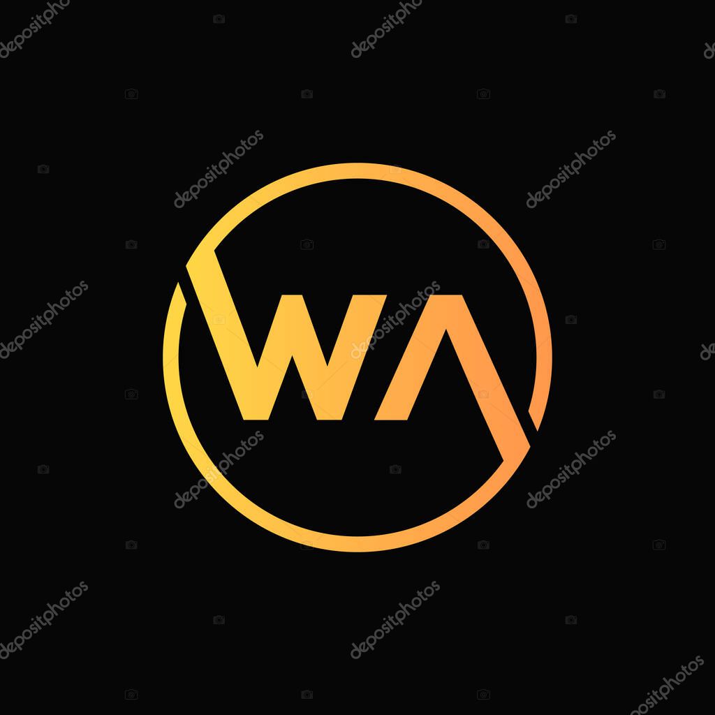 Golden WA Lettermark in a Circle