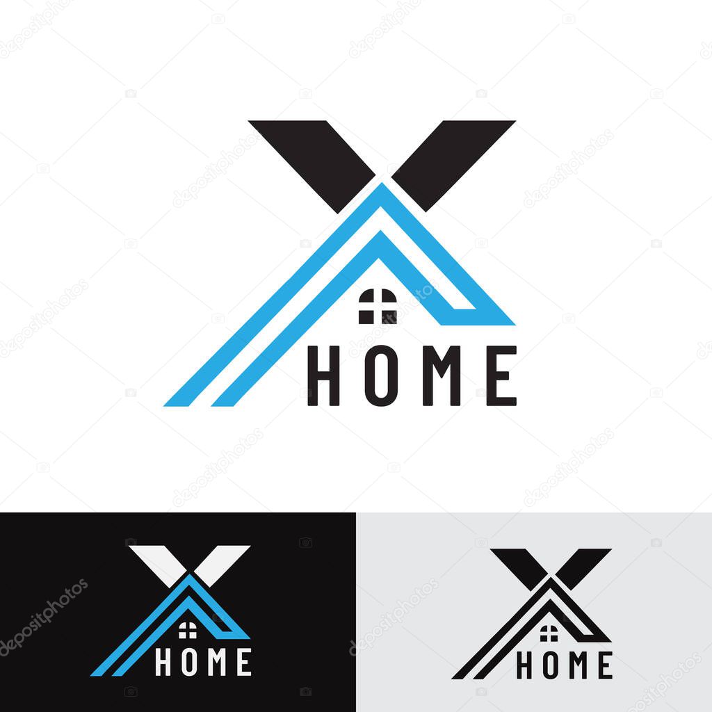 Logo of a house combined with the letter X