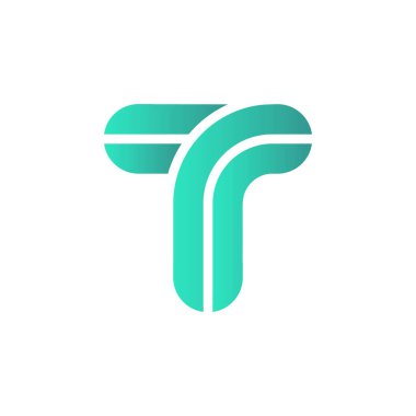 Modern ve Minimalist Turkuaz T Logosu. T harfi logosu