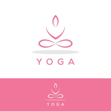 Pembe minimalist yoga logosu. Meditasyon Logosu