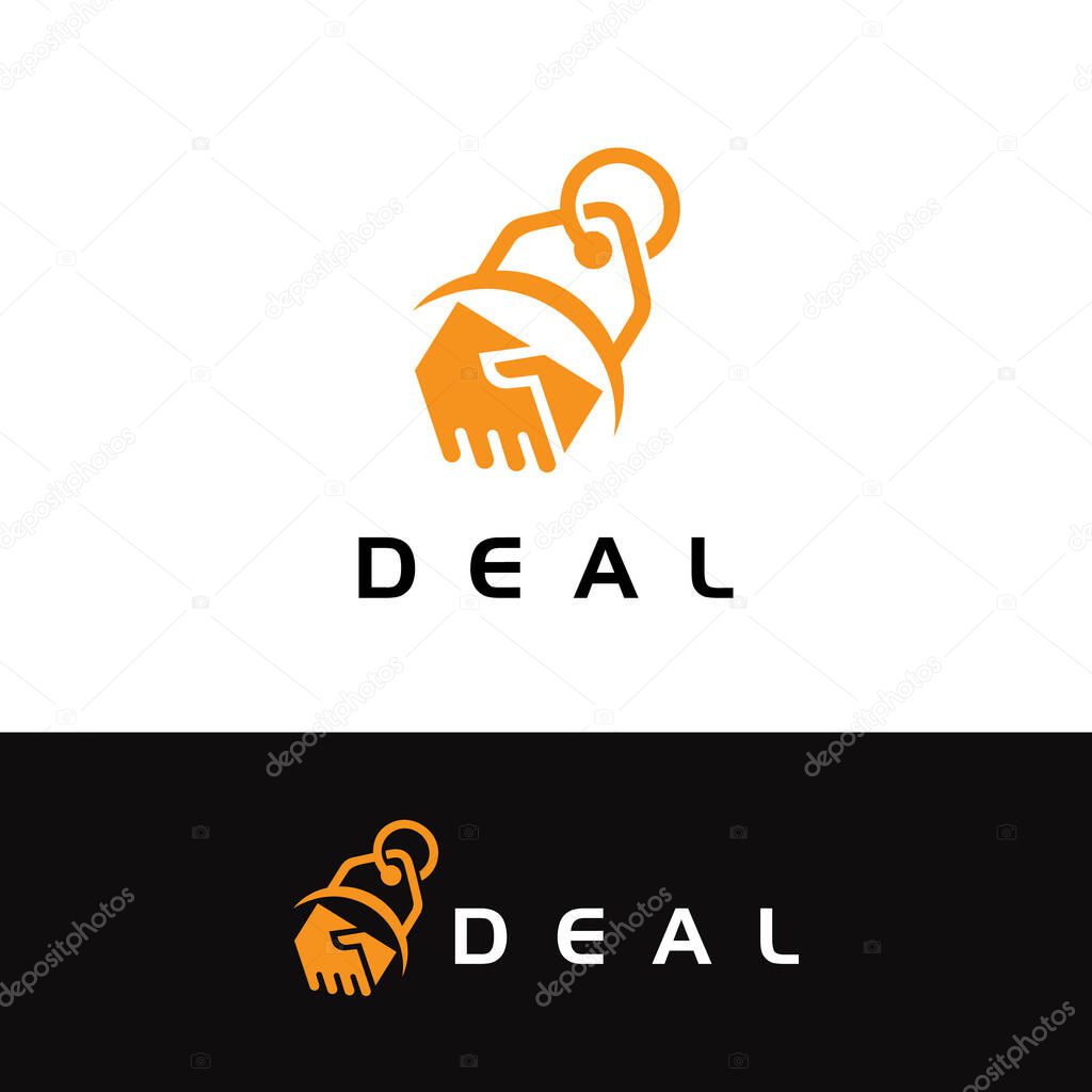 Orange Deal Logo with Handshake and Tag Logo