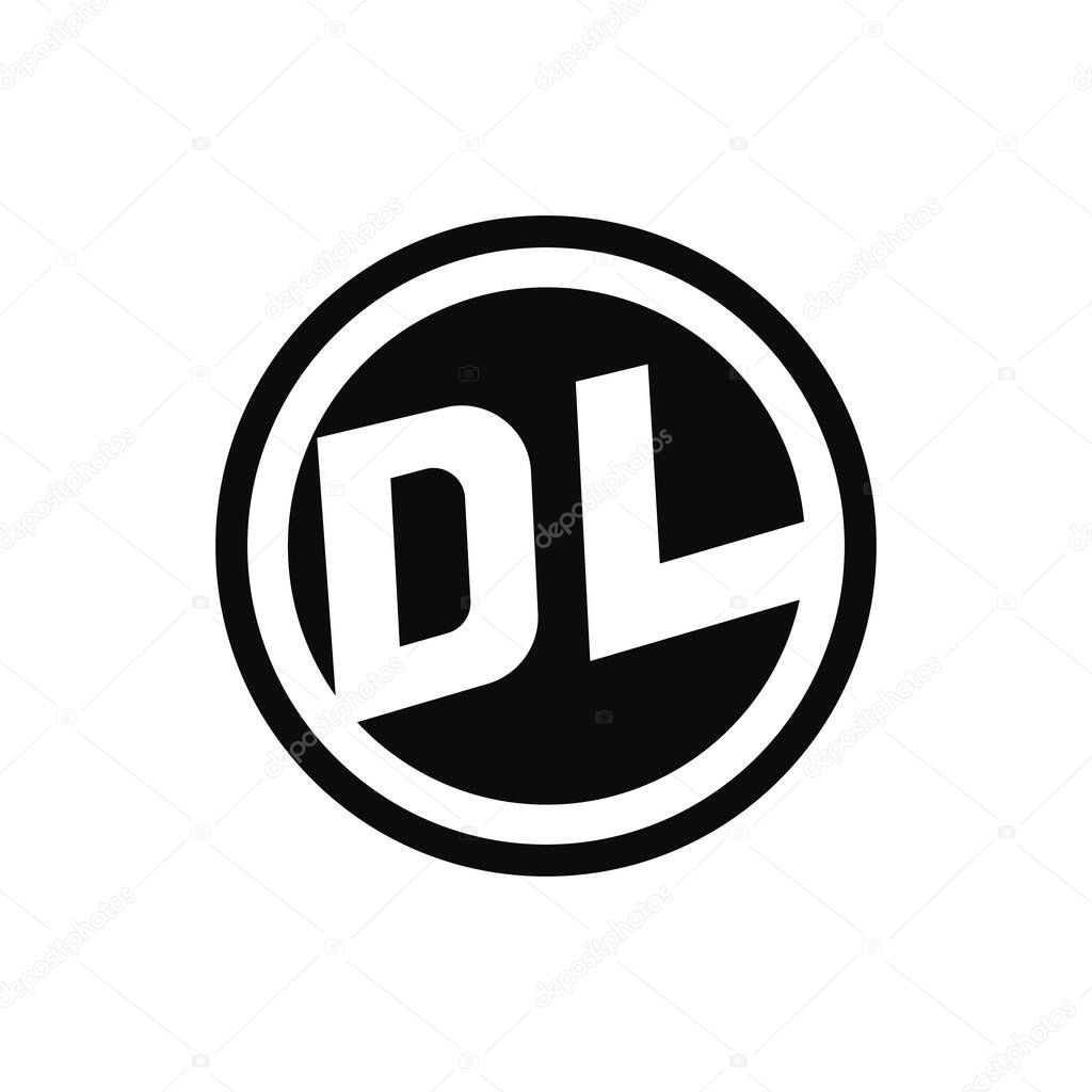DL Monogram Logo in a Black Circle