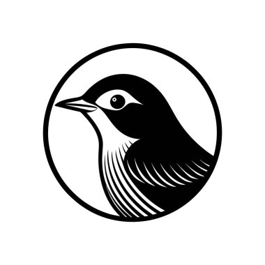 Wilsons Warbler Head Vintage Vector Art Retro Bird Illustration 'da