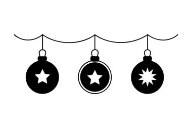 Noel Süslemeleri Silüet Vektörü Minimum Siyah ve Beyaz Tatil Süslemeleri