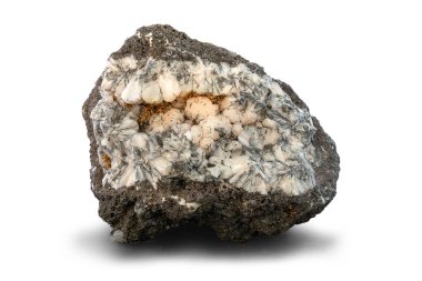 Zeolite Mineral Kümesi ve Yayılan Doğal Kristaller Makro Çekim 2