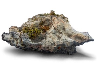 Görkemli İzlanda Rock Volkanik oluşumu beyaz zemin üzerinde izole edildi