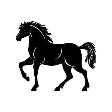 Beyaz arkaplanda siyah at simgesi