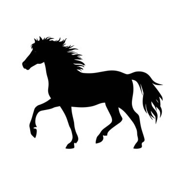 Beyaz arkaplanda siyah at vektörü.