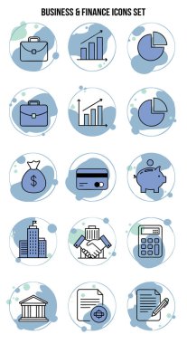 Vector Icons Illustrating Business and Finance Concepts on White