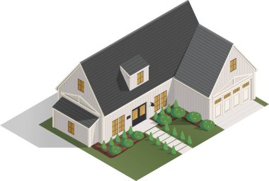Isometric Amerikan tarzı aile evi.