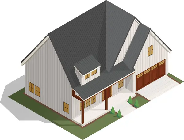 Isometric küçük amerikan tarzı aile evi.