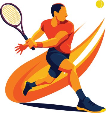 Erkek tenisçi havada raket sallıyor.