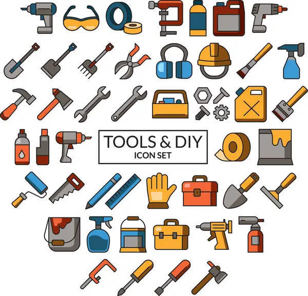 Temel ev arama araçları ve ekipman renkli simge seti