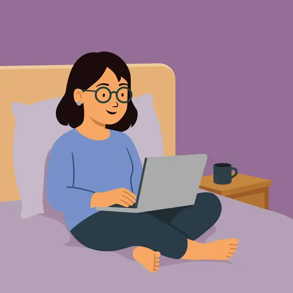 Uzaktan kumandalı kadın evde çalışıyor.