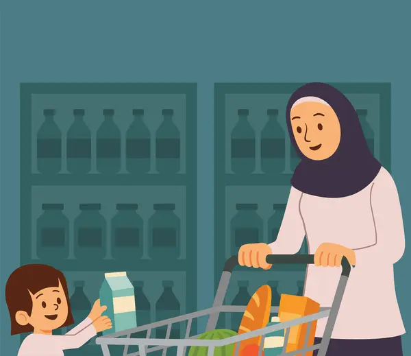 Anne ve kızı bakkal alışveriş